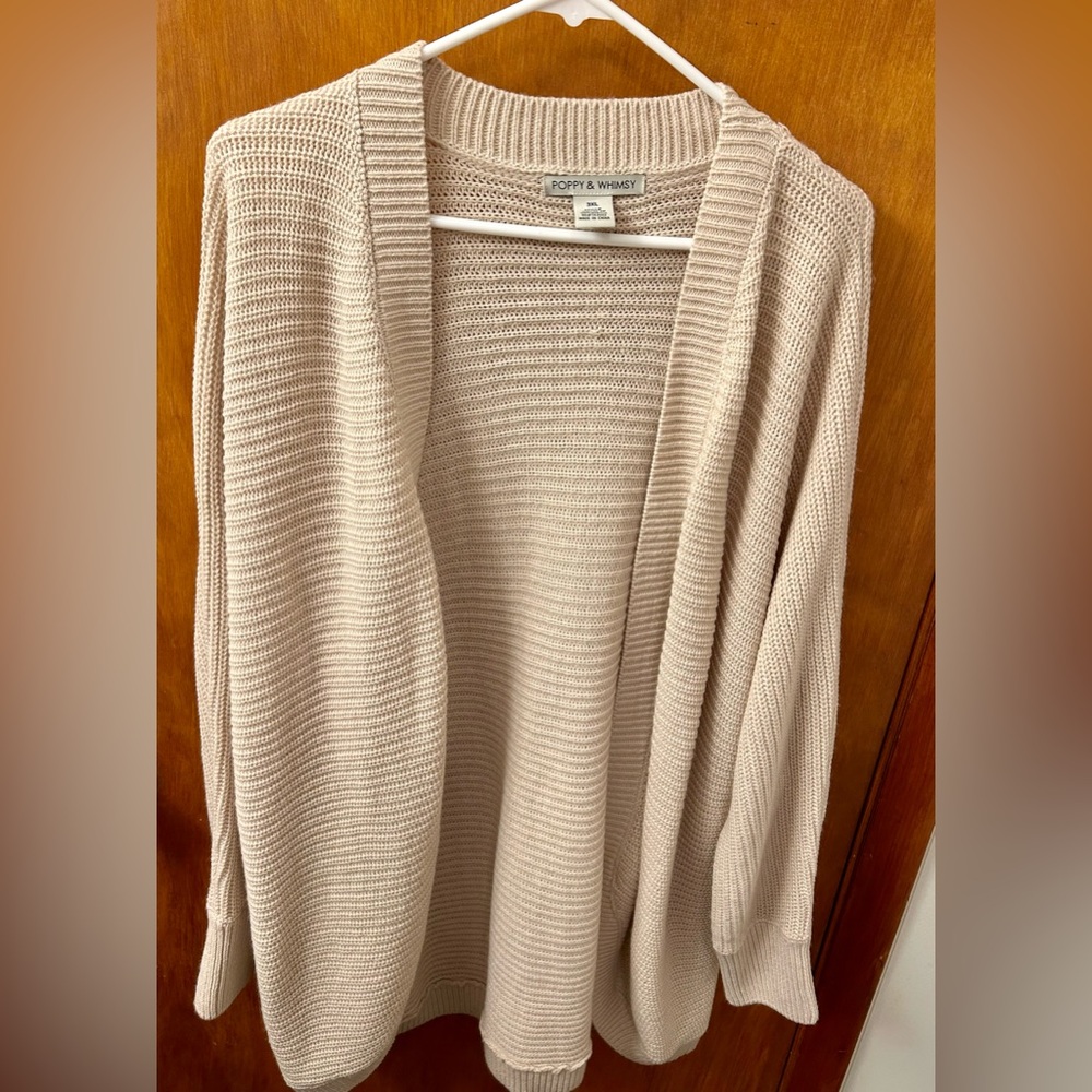 Cream Open-Front Sweater